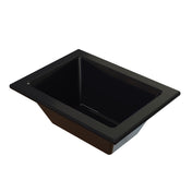 Rectangular black Aurora Collection Food Pan with slightly angled sides and a wide rim, viewed from above. The deep, glossy pan is ideal for kitchen or food service use as a cold holding food pan.
