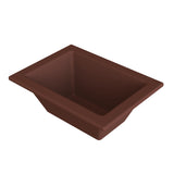 A rectangular brown tray from the Aurora Collection Food Pan line, featuring sloped sides and a wide rim. The deep, spacious interior is crafted from Duracoat coated cast aluminum, perfect for stylish cold holding food pan presentations.