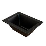 A rectangular, black speckled cold holding food pan with sloped sides and a wide rim, viewed from an angle against a white background. The Duracoat coated cast aluminum surface features a distinctive speckled pattern across the entire basin.