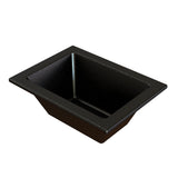 A rectangular, black speckled Aurora Collection Food Pan with angled sides and a wide rim. The Duracoat coated cast aluminum surface has a subtle dotted pattern, giving a granite-like appearance. The sink is empty against a plain white background.