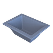 A rectangular, gray Aurora Collection Food Pan with gently sloped sides and a wide rim, shown at an angle on a white background. The cold holding food pan is empty and features a smooth, seamless interior.