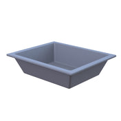 A rectangular gray plastic cold holding food pan with straight sides and a wide rim, shown against a white background. The tub appears empty and is viewed at an angle, highlighting its depth and simple, utilitarian design.