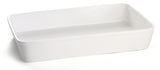 An extra large, rectangular white ceramic casserole dish with smooth surfaces and slightly rounded corners, shown empty against a white background. The dish has high sides and a glossy finish, perfect for oven use.