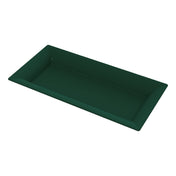 A rectangular, dark green cast aluminum tray with slightly raised, angled edges, shown on a white background. The platter features a smooth, matte finish and a simple, minimalist design.