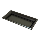 A rectangular, black platter with slightly angled sides and a glossy, speckled surface, shown on a white background. The tray has a modern, minimalist design and appears to be made of ceramic or plastic.