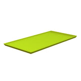 A rectangular, lime-green cooling plate platter with slightly raised edges is shown on a white background at a slight angle, giving a three-dimensional view. The tray has a smooth surface and simple, modern design.