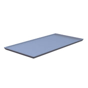 A rectangular, flat, light blue cooling plate platter with slightly raised edges. Photographed against a white background, the tray appears to be made of smooth cast aluminum, ideal for cold holding applications.