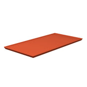 A rectangular, flat, orange Cooling Plate Platter with slightly raised edges is shown against a white background. Made of Duracoat coated cast aluminum, it’s designed for cold holding and photographed at an angle to show its depth and shape.