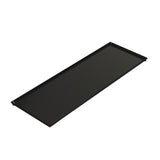 A rectangular black Cooling Plate Serving Tray with slightly raised edges, viewed at an angle against a white background. Made from cast aluminum, the tray is glossy and smooth, ideal for cold holding, serving, or organizing items.