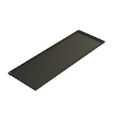 A rectangular, shallow black cast aluminum tray with raised edges and a slight speckled pattern. This Cooling Plate Serving Tray is empty and shown at an angle on a plain white background.