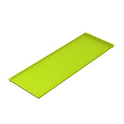 A rectangular, flat, lime green cold holding tray with slightly raised edges. Crafted from cast aluminum, the tray is photographed on a white background and angled to show its thin profile and smooth surface.