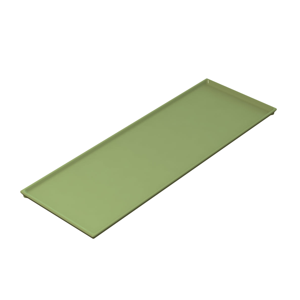 A rectangular, flat green Cooling Plate Serving Tray with slightly raised edges, shown on a white background. Made of cast aluminum, the tray features a smooth surface and sharp corners, ideal for serving or cold holding items in style.
