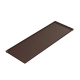 A rectangular, dark brown cooling plate serving tray with a slightly raised edge is shown on a white background. The tray has a smooth, matte finish and appears to be Duracoat coated cast aluminum. Perspective is slightly angled from above.