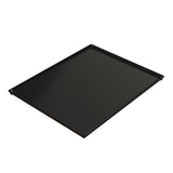 A black, rectangular Duracoat coated cast aluminum baking tray with raised edges is shown against a white background. The tray has a glossy finish and appears empty, viewed at a slight angle from above.