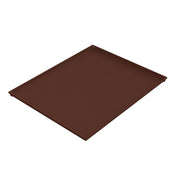 A rectangular, dark brown cooling plate serving tray with slightly raised edges is shown on a white background. This cast aluminum tray appears empty and is dishwasher safe for easy cleaning.