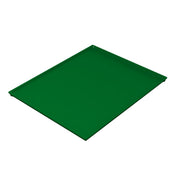 A rectangular, flat Cooling Plate Serving Tray with raised edges, shown in a solid dark green color. The tray is viewed at an angle on a plain white background, emphasizing its simple, smooth surface and uniform color. Ideal for cold holding.
