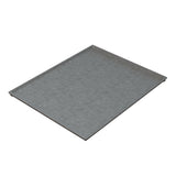 A rectangular, flat, cast aluminum baking sheet with short, slightly raised edges on three sides. The smooth gray surface is ideal for baking or roasting food in an oven and is dishwasher safe. Photographed on a white background.