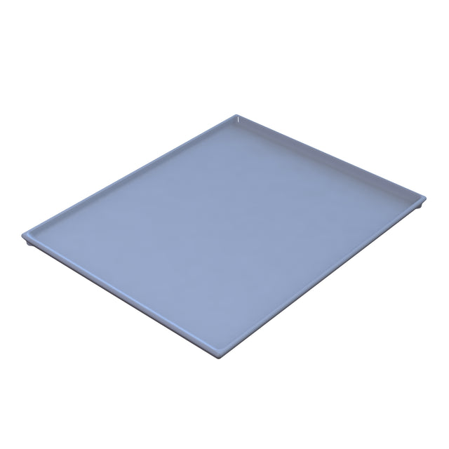 A plain, rectangular Duracoat coated cast aluminum baking sheet or cold holding tray with slightly raised edges, shown on a white background at an angle for a three-dimensional view. The smooth, flat surface has no visible markings or decorations.
