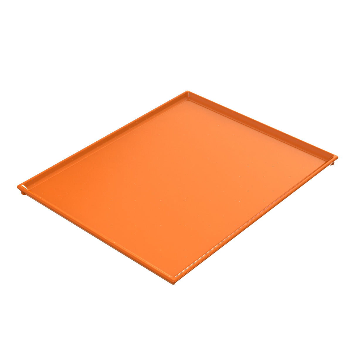 A rectangular, flat Duracoat cast aluminum baking tray with slightly raised edges on all sides, shown on a white background and viewed from an angle above and to the side.