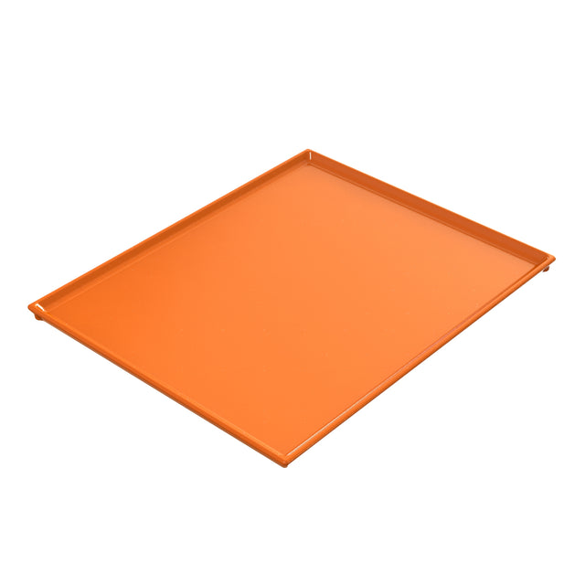 A rectangular, flat Duracoat cast aluminum baking tray with slightly raised edges on all sides, shown on a white background and viewed from an angle above and to the side.