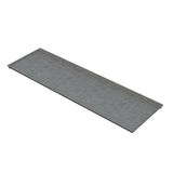 A rectangular, flat cast aluminum tray with slightly raised edges is shown against a white background. The tray has a smooth, grey surface ideal as a cooling plate serving tray or for cold holding, photographed from a high angle, slightly to the side.