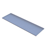A rectangular, flat cast aluminum serving tray with slightly raised edges, photographed on a white background. The smooth, light gray surface and subtly angled corners give it a sleek look. The tray is empty and shown from a high angle.