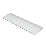A rectangular, flat, white cold holding tray with slightly raised edges is shown on a plain white background. This Duracoat coated cast aluminum tray has a smooth surface and is viewed from an angled, top-down perspective.