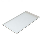 A rectangular white Cooling Plate Serving Tray with slightly raised edges. Crafted with Duracoat coated cast aluminum for cold holding, its smooth, glossy surface is shown empty on a white background with a gentle shadow underneath.