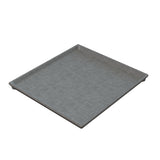 A square, gray Duracoat coated cast aluminum baking tray with short edges. The tray doubles as a cooling plate serving tray and features a smooth, matte surface, viewed from an angled perspective on a white background.