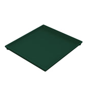 A dark green, square cooling plate serving tray with raised edges. The smooth surface and clean appearance highlight its depth and flat base, making it ideal for keeping items cool while serving.