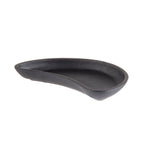 A black, kidney-shaped TableCraft server with smooth, rounded edges is shown on a white background. The dish has a matte finish and appears to be made of ceramic or stoneware, perfect for stylish table presentations.