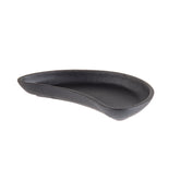 A black, kidney-shaped TableCraft server with smooth, rounded edges is shown on a white background. The dish has a matte finish and appears to be made of ceramic or stoneware, perfect for stylish table presentations.