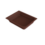 A deep, rectangular brown food pan with slightly sloped sides and a wide rim, shown on a white background. Ideal for cold holding or serving in restaurants or cafeterias, the pan appears empty and is perfect for food storage.