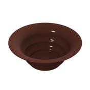 A brown, glossy salad bowl with a wide rim and smooth curved sides, viewed from above on a plain white background. The polished surface reflects light, emphasizing its sleek look and suitability for cold holding.