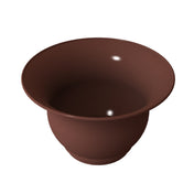 A brown, glossy Tulip Salad Bowl with a wide rim and rounded body features a slightly flared lip. Shown from an angled top view against a plain white background, light reflections highlight its smooth, shiny surface.