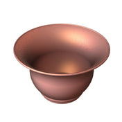 A metallic, copper finish salad bowl with a wide flared rim and smooth surface, viewed from above at an angle. Its polished, slightly reflective texture gives this Tulip Salad Bowl an elegant appearance, with soft lighting creating highlights and shadows.