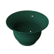 A digital rendering of a dark green, wide-mouthed Tulip Salad Bowl with a smooth, glossy finish. Crafted in cast aluminum, the bowl is ideal for cold holding. Two bright reflections suggest its shiny surface against a plain white background.