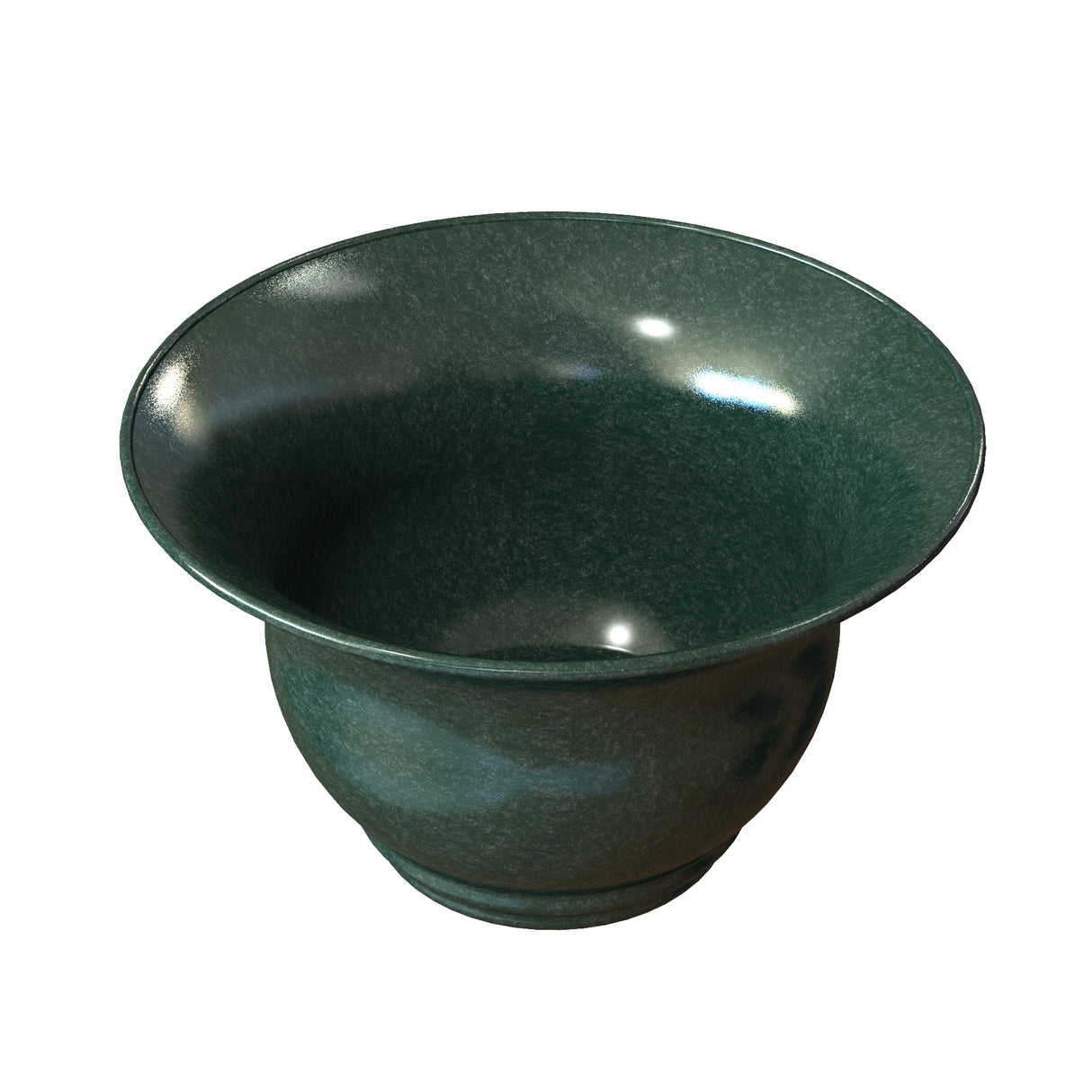 A shiny, dark green Tulip Salad Bowl with a wide, flared rim and rounded base, set against a white background. The cast aluminum bowl has a smooth, glossy surface with subtle marbling, perfect for cold holding and serving.