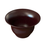 A wide, deep, dark reddish-brown cast aluminum salad bowl with a flared rim and a matte, slightly speckled surface. The inner bowl curves smoothly into the bottom, offering a simple and elegant design ideal for cold holding.