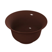 A deep, empty dark brown tulip salad bowl with a wide rim sits against a white background. The bowl features smooth, curved sides and a slight glossy reflection on its surface, suggesting polished ceramic or cast aluminum ideal for cold holding.