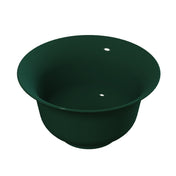 A dark green, round Tulip Salad Bowl with a wide rim and smooth surface, set against a plain white background. The bowl has a slight sheen, indicating it is made of glossy cast aluminum ideal for cold holding.
