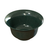 A dark green Tulip Salad Bowl with a wide rim and slightly flared shape. The glossy Duracoat coated cast aluminum surface features subtle marbling, creating a mottled texture. The bowl is empty and photographed on a white background.
