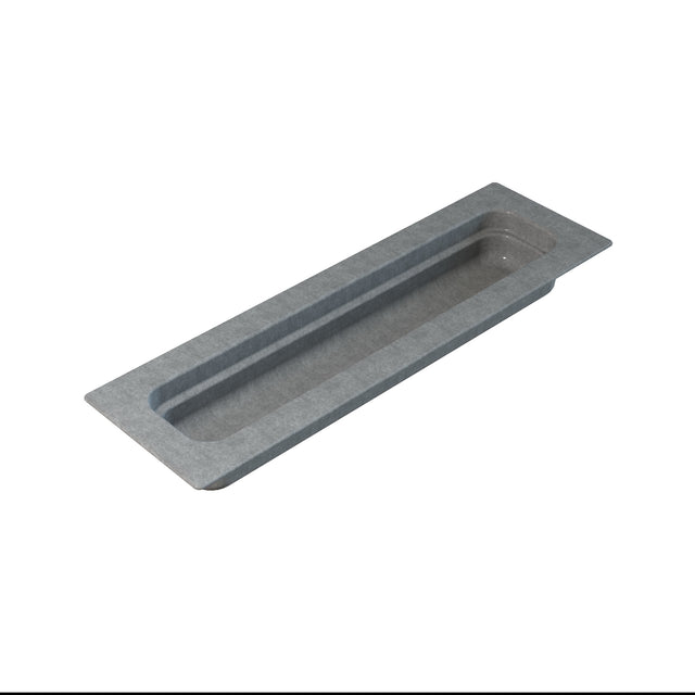A gray, rectangular cast aluminum food pan or container with a recessed center and raised edges. The smooth, metallic surface and straight sides make it ideal for cold holding, photographed on a white background.