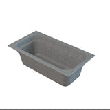 A rectangular, grey utility sink or basin with rounded inner edges and a flat rim, shown on a white background. The sink resembles a cast aluminum food pan, appearing durable and ideal for cold holding tasks. It is empty and viewed from a slightly elevated angle.