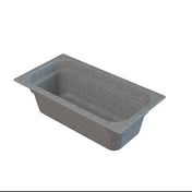 A rectangular, grey utility sink or basin with rounded inner edges and a flat rim, shown on a white background. The sink resembles a cast aluminum food pan, appearing durable and ideal for cold holding tasks. It is empty and viewed from a slightly elevated angle.