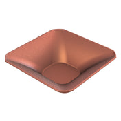 A square, shallow cast aluminum bowl with smooth, sloping sides and a matte copper finish. The cold holding bowl has rounded corners and a soft sheen, reflecting light subtly across its seamless interior and gently curved edges.