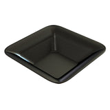 A square, deep black cast aluminum bowl with slightly rounded edges and a glossy finish. Subtle white speckles give it a metallic, starry look. This dishwasher safe bowl is empty and pictured against a white background.