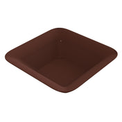A brown, square-shaped, deep silicone baking pan with rounded edges and smooth surfaces. Shown from a slightly elevated angle, this flexible bakeware is as easy to clean as a dishwasher safe bowl and features a spacious interior.