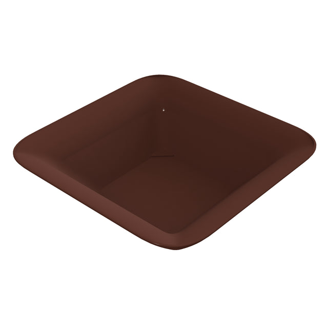 A brown, square-shaped, deep silicone baking pan with rounded edges and smooth surfaces. Shown from a slightly elevated angle, this flexible bakeware is as easy to clean as a dishwasher safe bowl and features a spacious interior.
