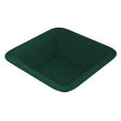 A dark green, square-shaped, deep plastic tray with rounded edges and corners. The tray is empty and sits against a plain white background, resembling a cold holding bowl when viewed from a slightly elevated angle showing the interior clearly.